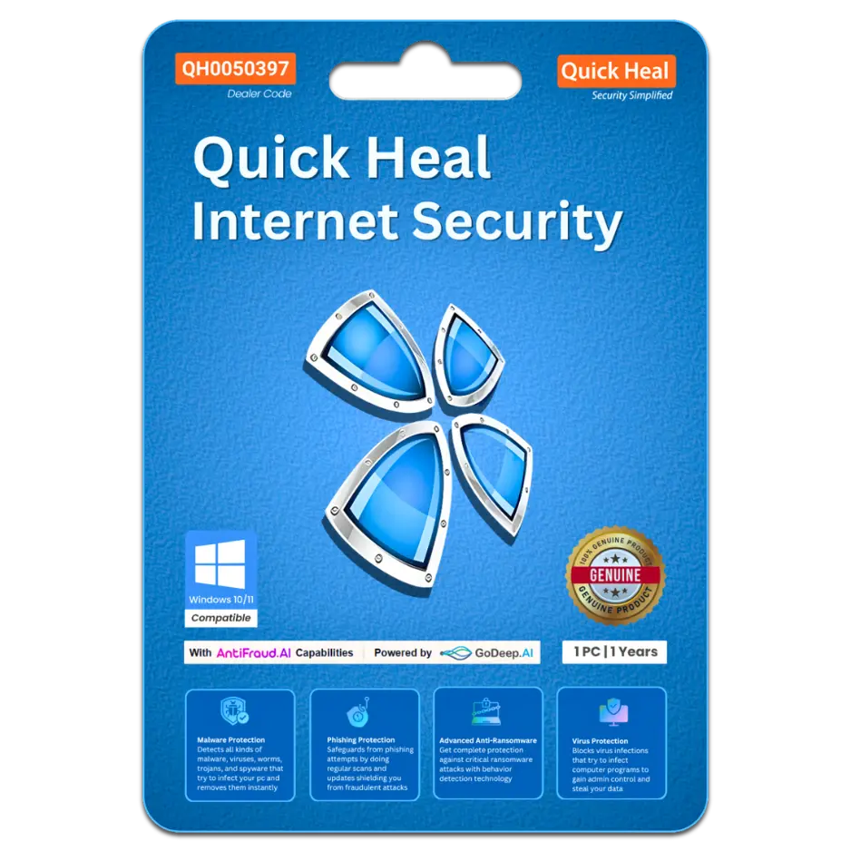 Quick Heal Internet Security 1 Device for 1 Years Protection
